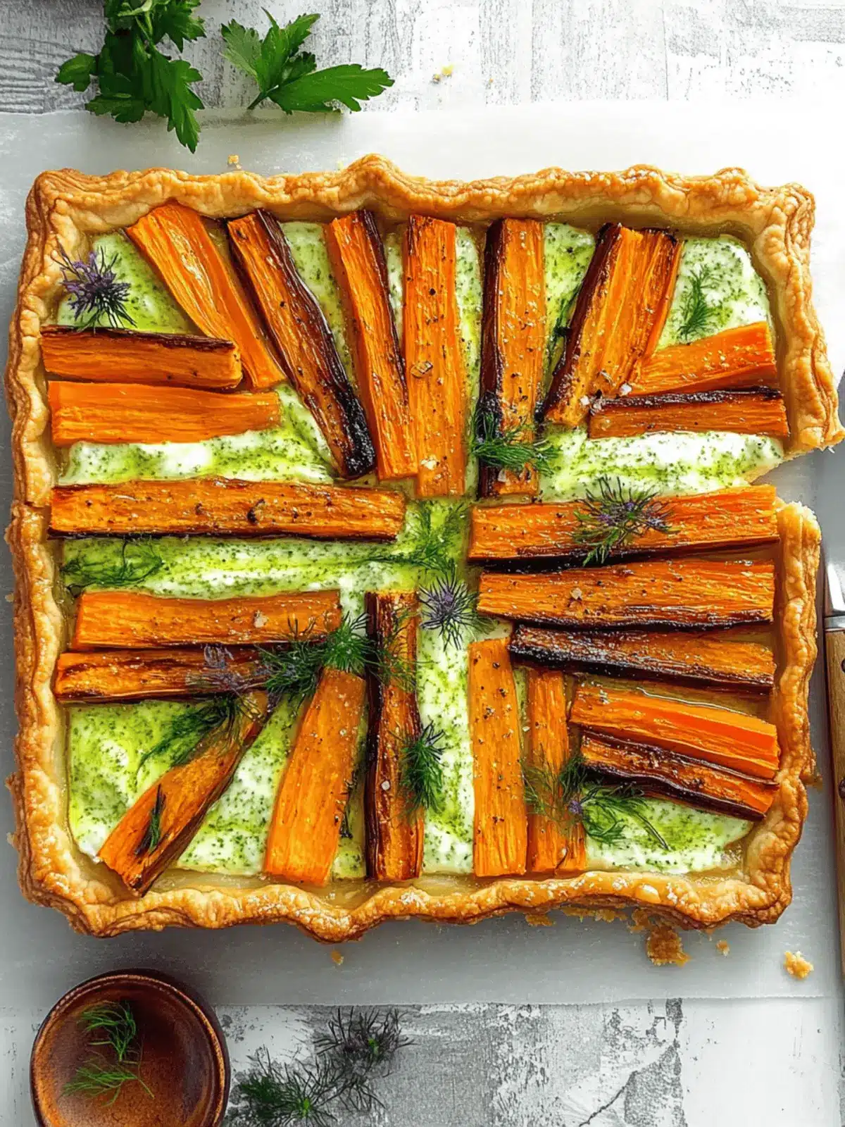 Delicious Carrot Tart with Green Goddess Ricotta Bliss 3 Carrot Tart with Green Goddess Ricotta.