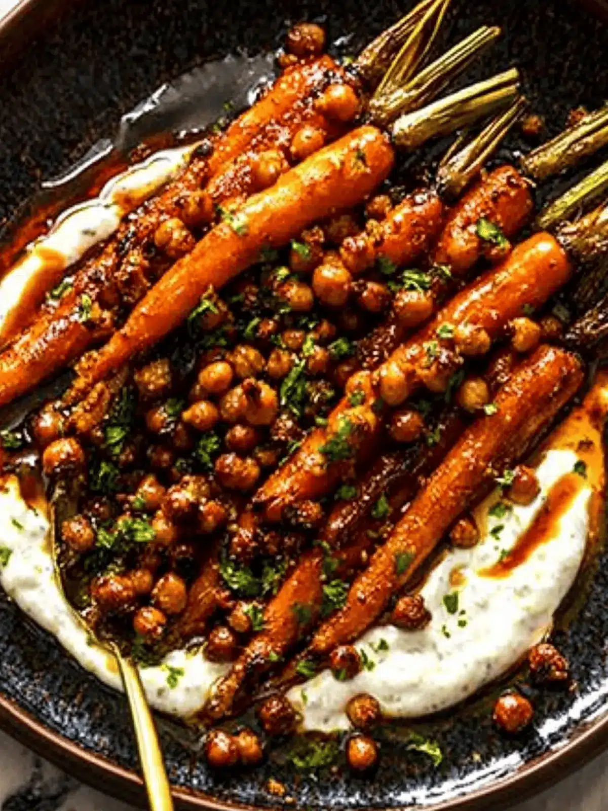 Spicy Maple Roast Carrots with Crispy Chickpeas Delight 2 Spicy maple roast carrots with crispy chickpeas and yogurt sauce