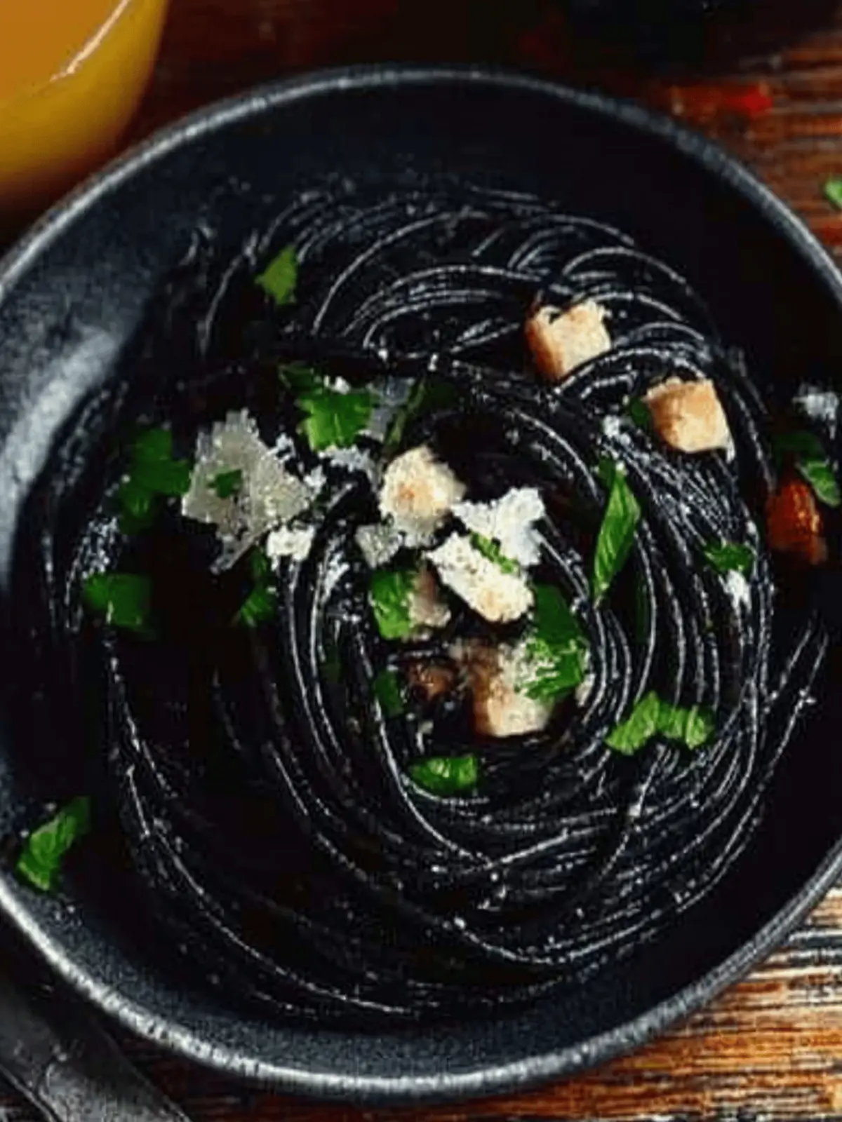 Squid Ink Spaghetti Aglio e Olio