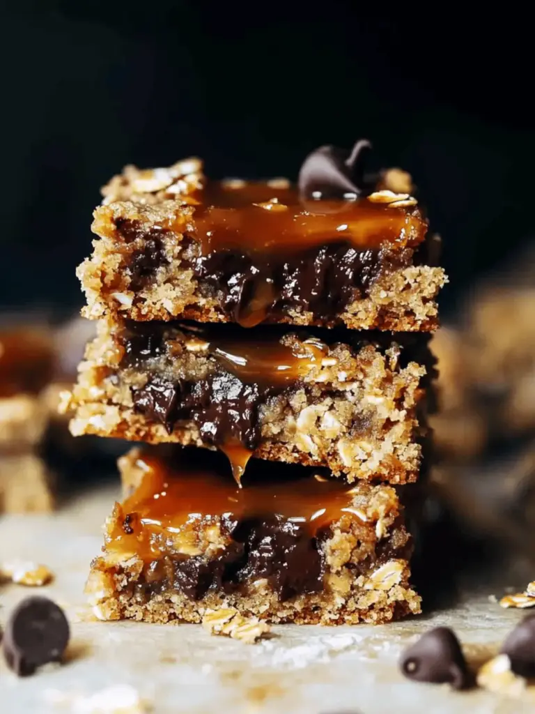 Salted Caramel Chocolate Chip Oat Cookie Bars