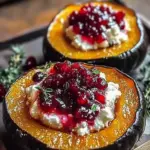 Honey-Glazed Acorn Squash with Creamy Goat Cheese and Cranberry Drizzle