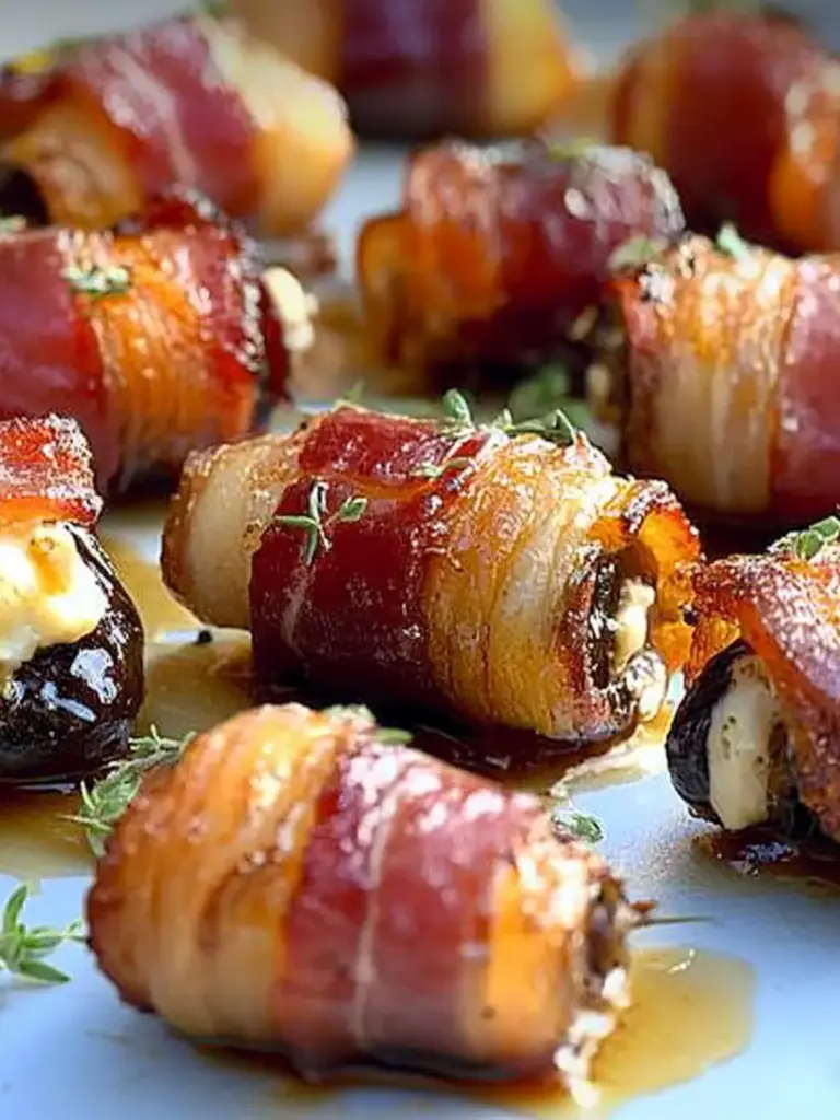 Bacon Wrapped Honey & Goat Cheese Stuffed Dates
