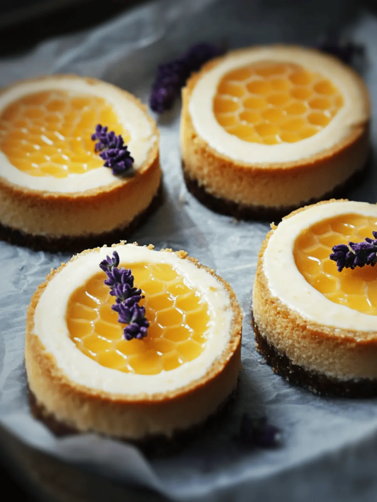 Peaches and Hay Mini Cheesecakes with Honey