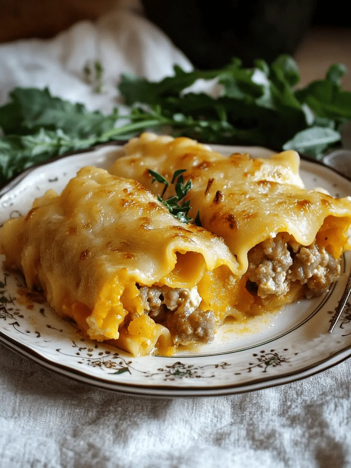 Sausage Butternut Squash Lasagna Roll-Ups