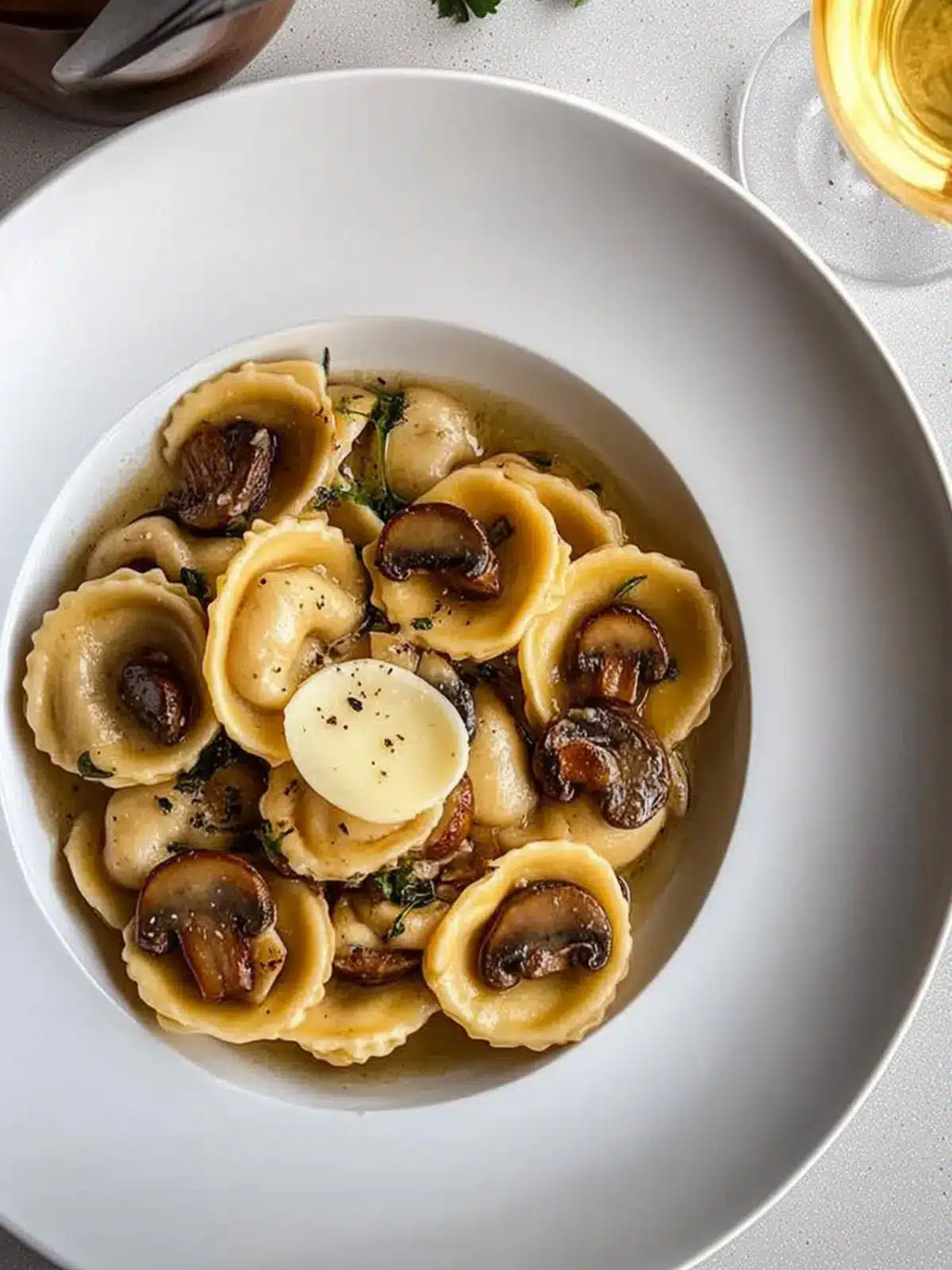 Mouthwatering Mushroom Cappelletti with Creamy Wine Sauce 4 Mushroom Cappelletti