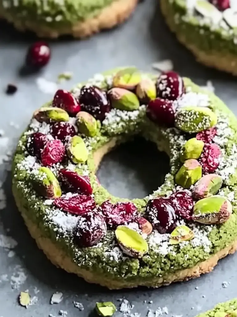 Pistachio Cranberry Wreath Cookies