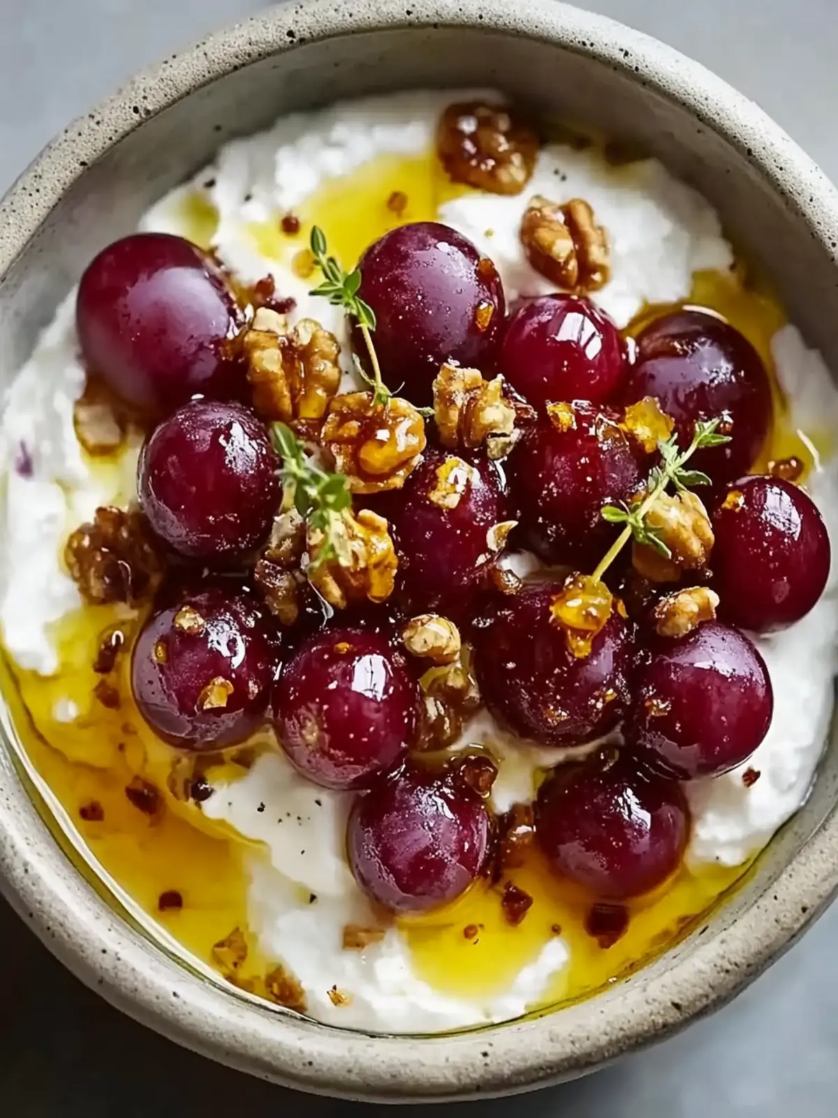 Creamy Whipped Feta with Roasted Grapes, Walnuts & Hot Honey Delight 3 Whipped Feta with Roasted Grapes, Walnuts & Hot Honey