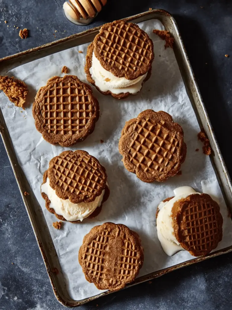 Salted Honey Gingerbread Ice Cream Sandwiches