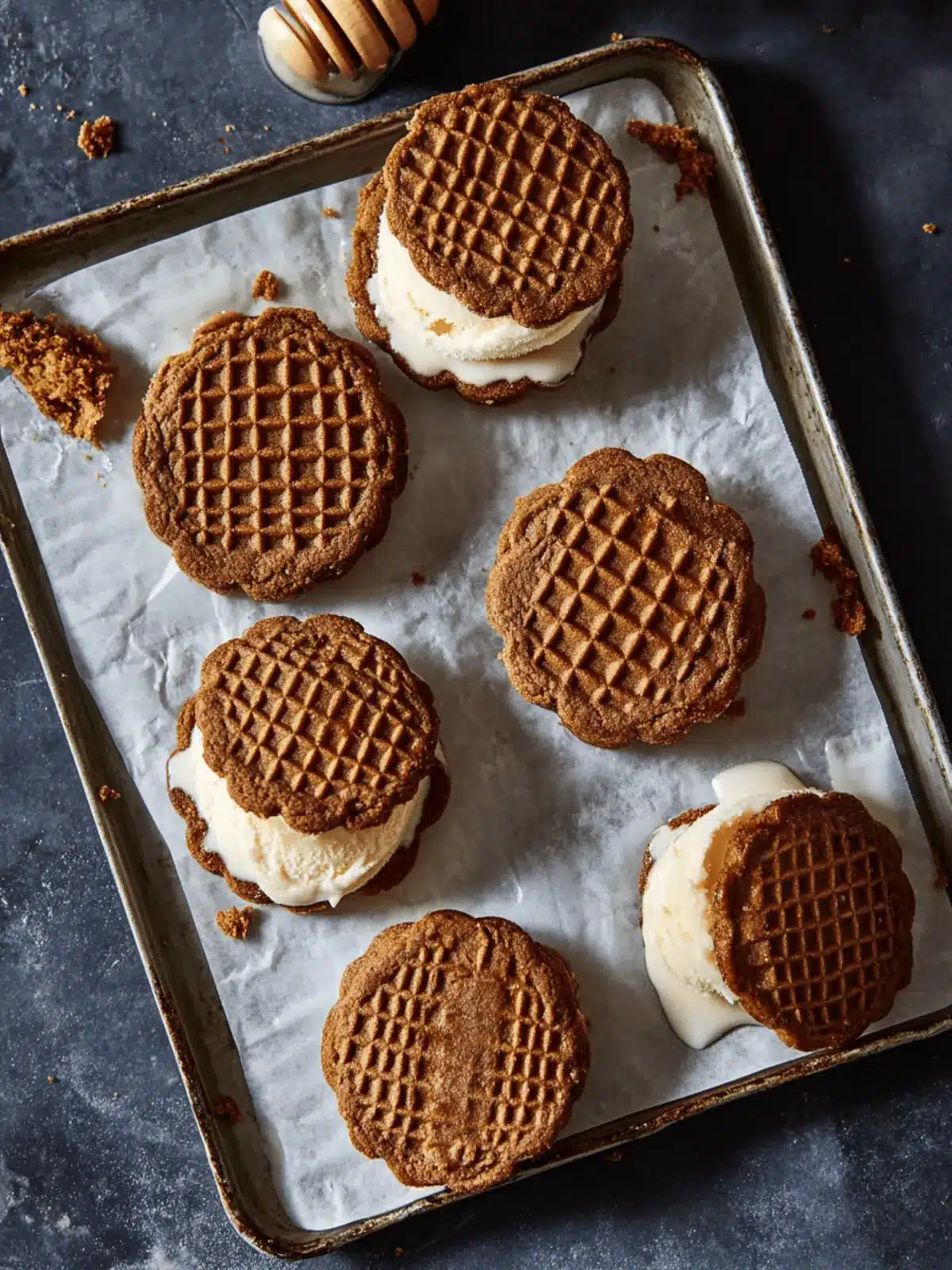 Salted Honey Gingerbread Ice Cream Sandwiches
