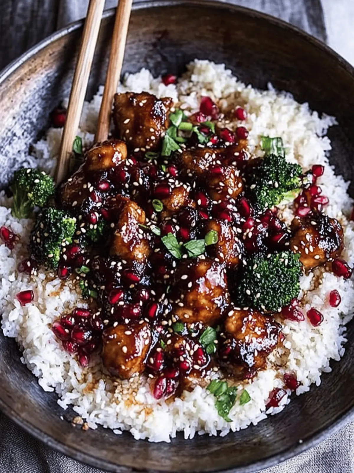 Pomegranate Sesame Chicken with Ginger Rice Pilaf Magic 2 Pomegranate Sesame Chicken with Ginger Rice Pilaf.