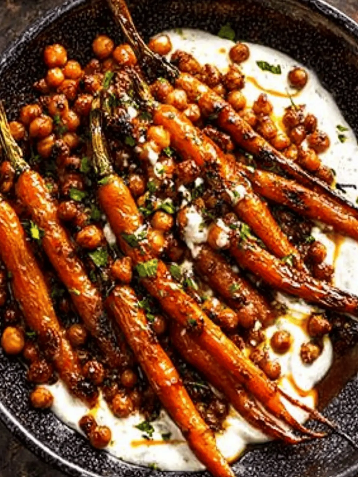 Spicy Maple Roast Carrots with Crispy Chickpeas Delight 3 Spicy maple roast carrots with crispy chickpeas and yogurt sauce