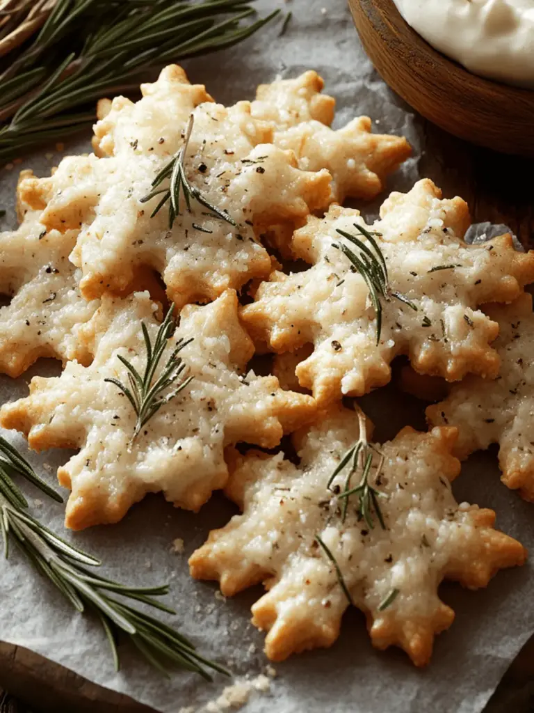 Savory Rosemary-Parmesan Snowflake Cookies