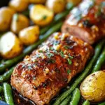 Garlic Butter Pork Tenderloin Recipe with Potatoes and Green Beans