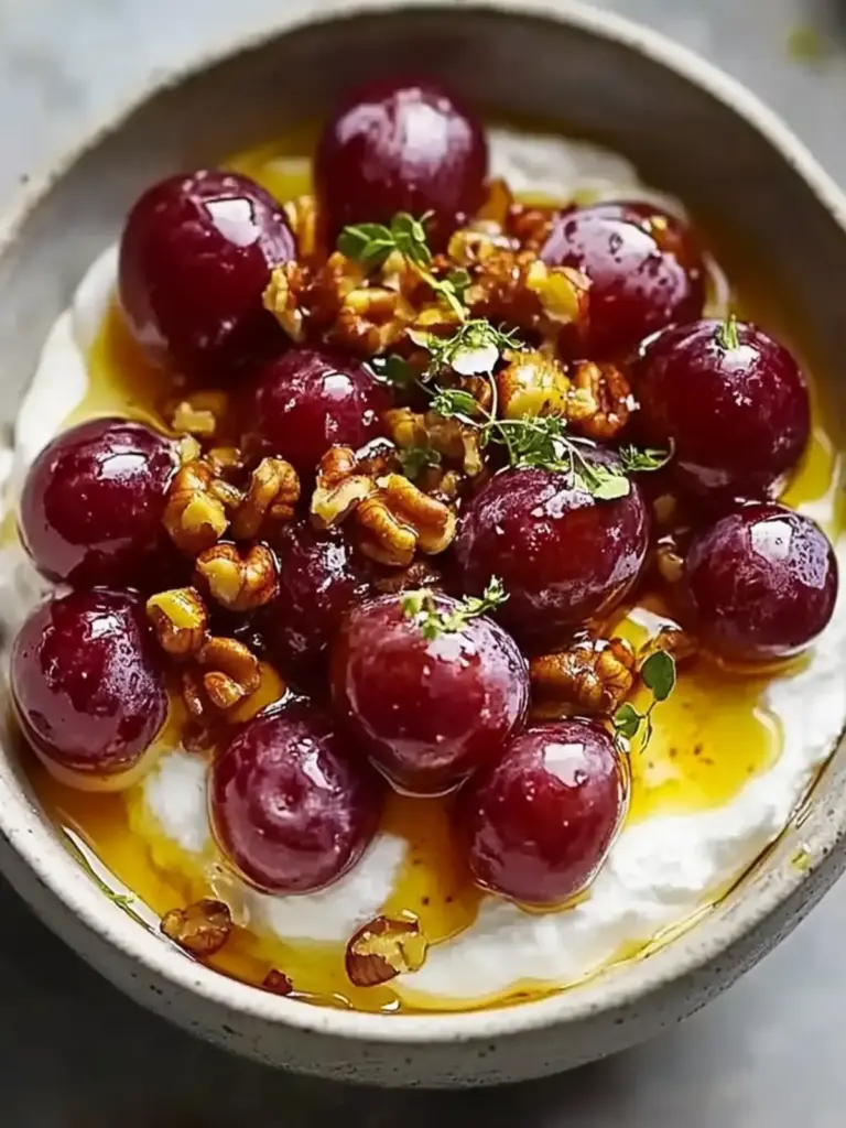 Whipped Feta with Roasted Grapes, Walnuts & Hot Honey