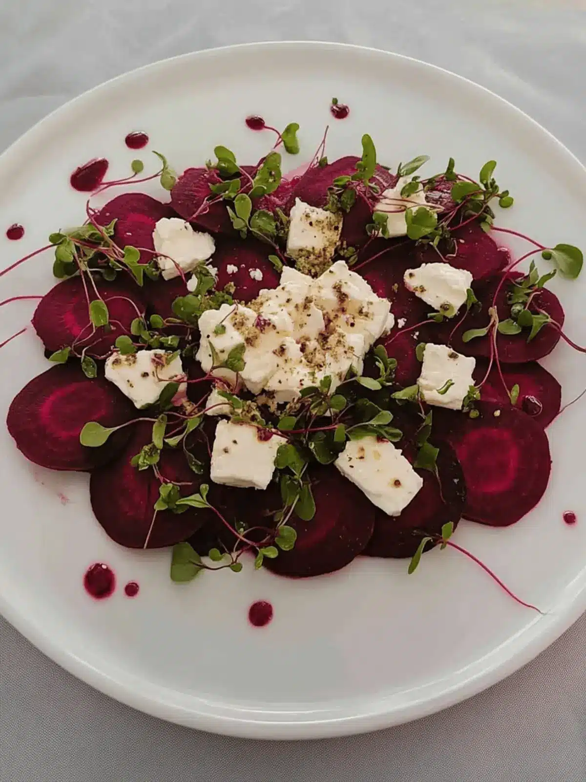 Beet Carpaccio with Feta and Microgreens