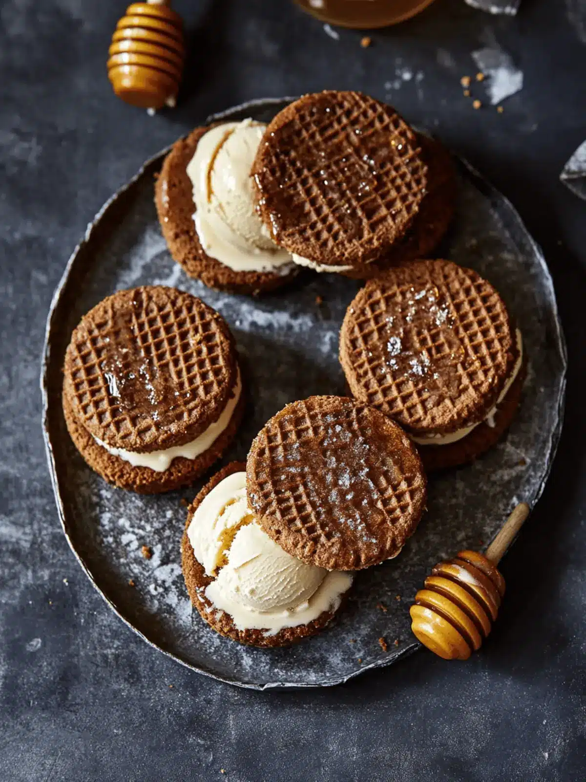 Salted Honey Gingerbread Ice Cream Sandwiches
