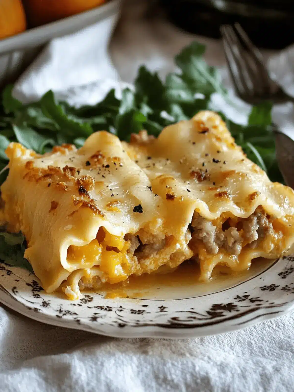 Sausage Butternut Squash Lasagna Roll-Ups