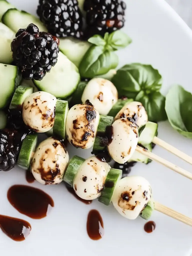 Blackberry Cucumber Caprese Skewers