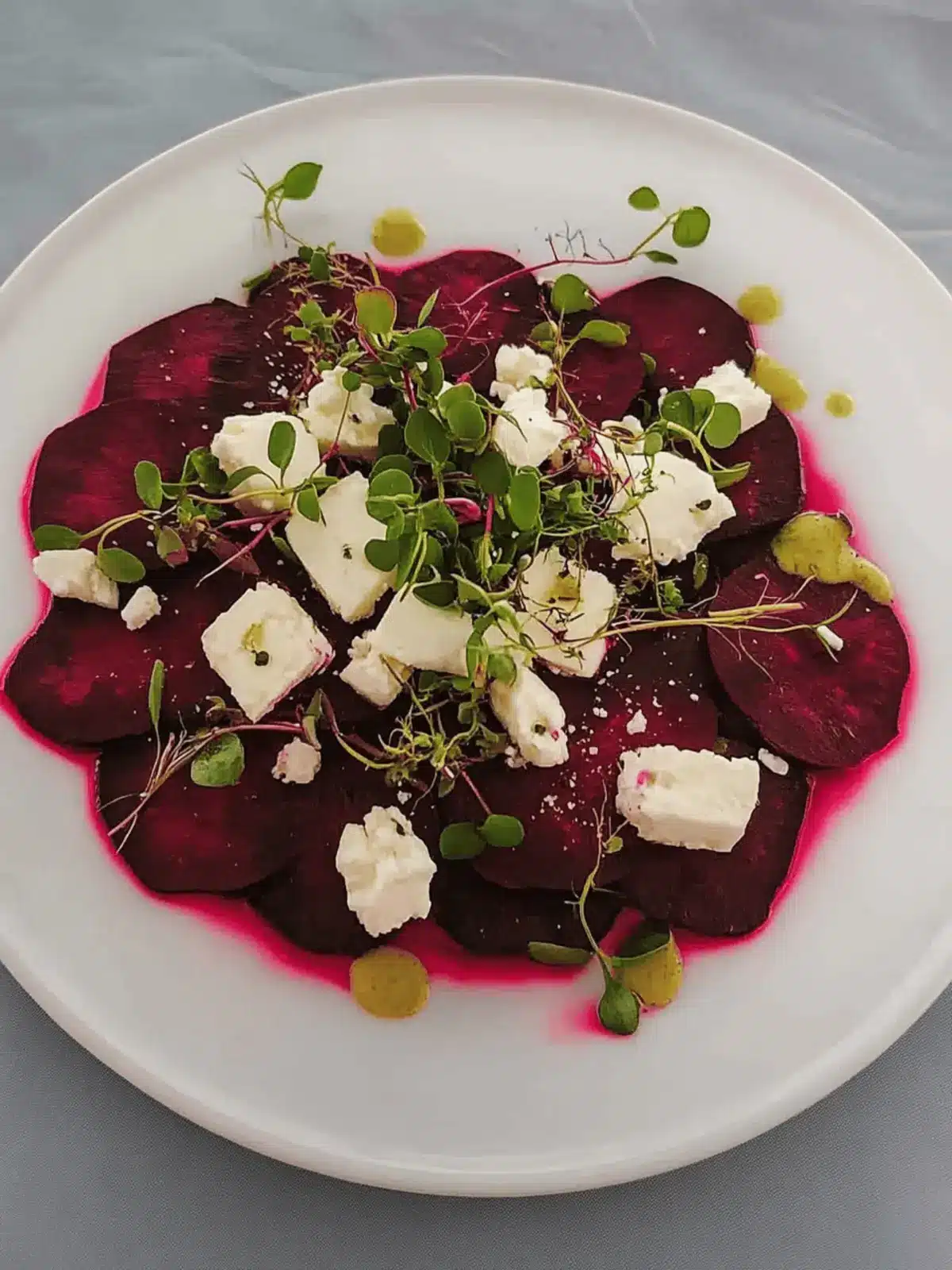 Beet Carpaccio with Feta and Microgreens