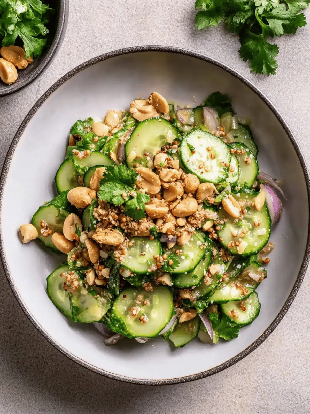 Crunchy Miso Cucumber Salad with Shallot & Roasted Peanuts 4 Miso Cucumber Salad with Shallot and Roasted Peanuts