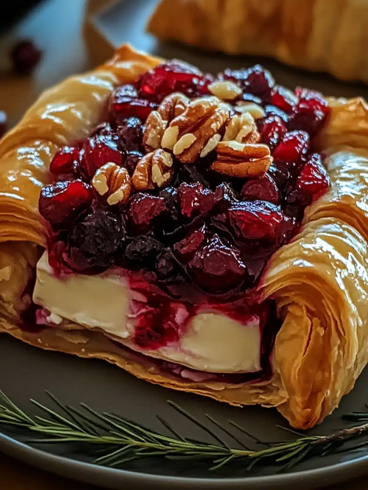 Cranberry Pecan Brie in Flaky Puff Pastry