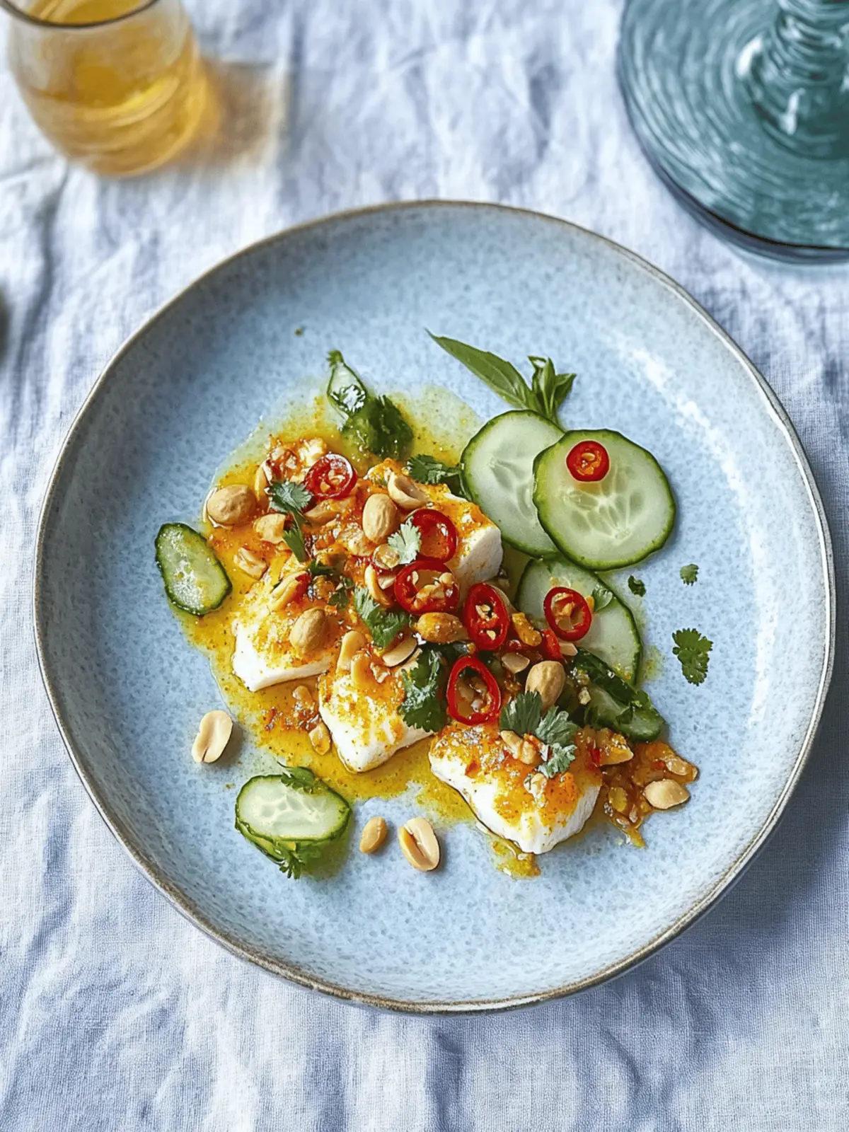 Turmeric White Fish with Peanuts and Chili-Lime Cucumber
