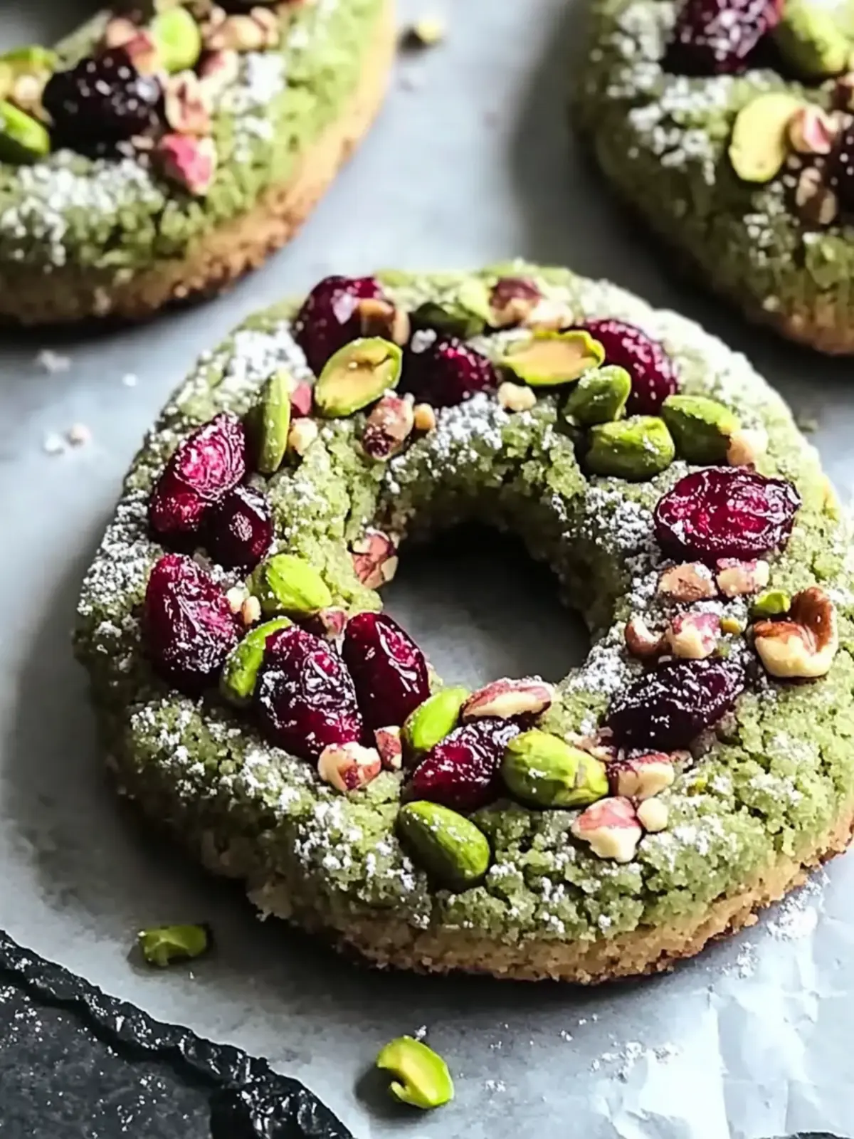 Pistachio Cranberry Wreath Cookies