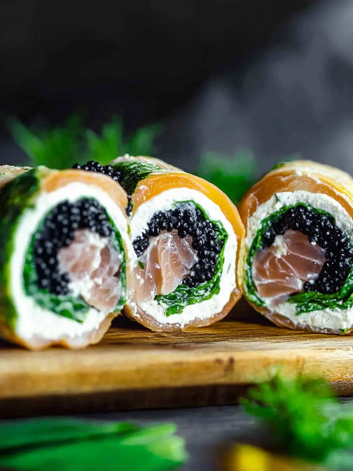 Spinach Smoked Salmon Roulade Recipe with Caviar Bliss 2 Spinach Smoked Salmon Roulade Recipe with Caviar