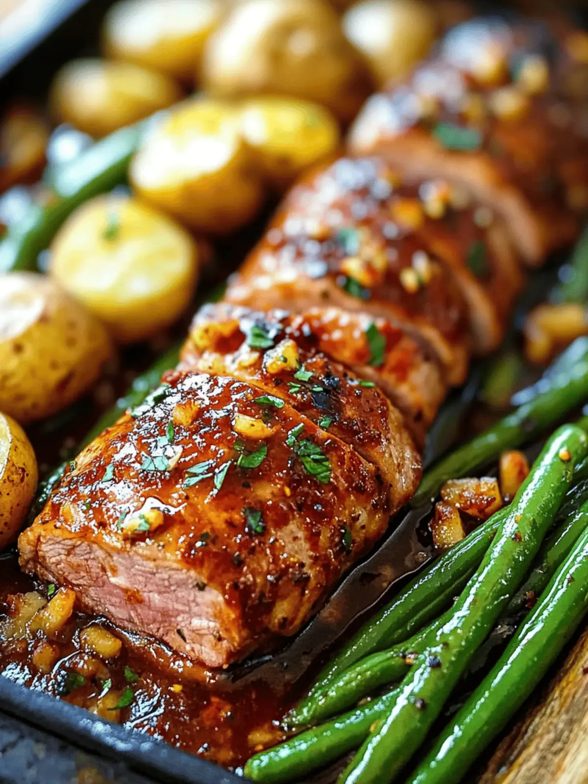 Garlic Butter Pork Tenderloin Recipe with Potatoes & Green Beans 2 Garlic Butter Pork Tenderloin Recipe with Potatoes and Green Beans