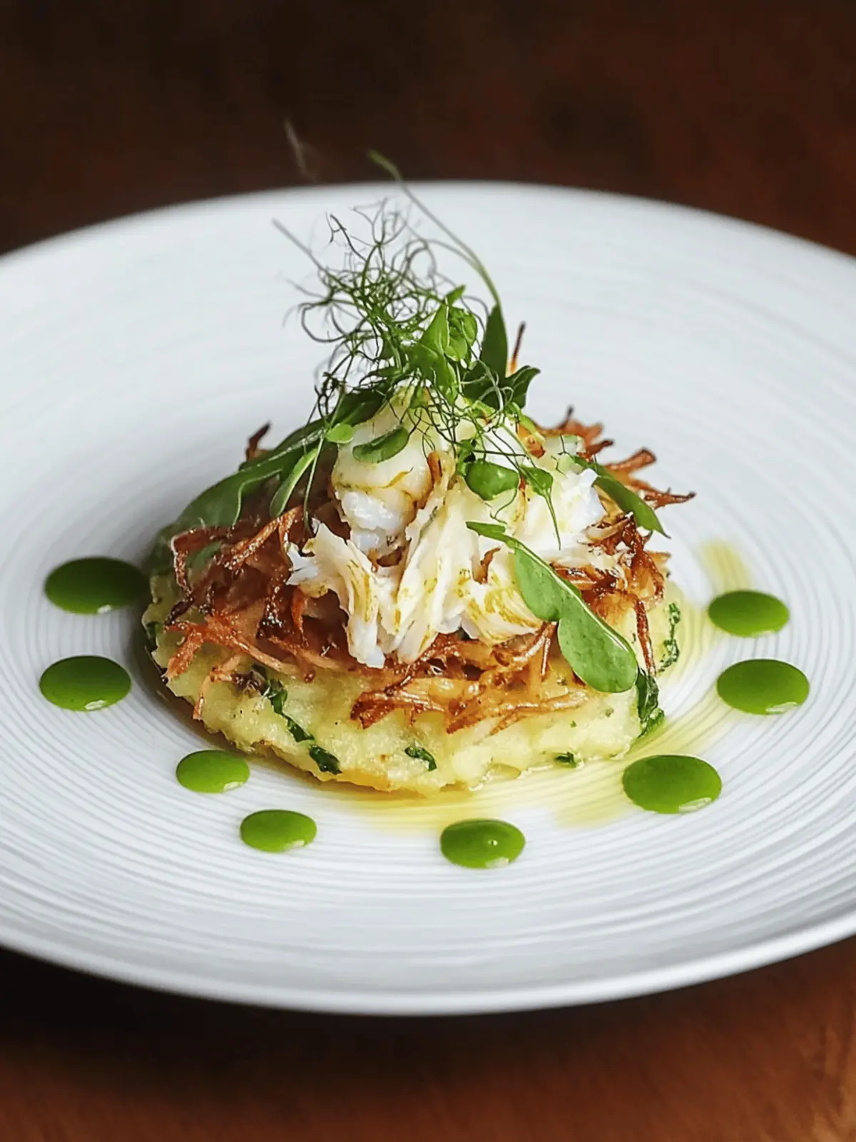 Portland Crab Rosti with Land Cress and Chives: A Summer Delight 5 Portland crab rosti with land cress and chives