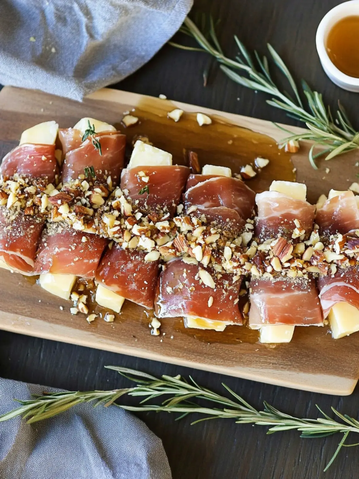 Crispy Prosciutto Wrapped Boursin Cheese with Honey Delight 3 Crispy Prosciutto Wrapped Boursin Cheese with Honey and Chopped Nuts