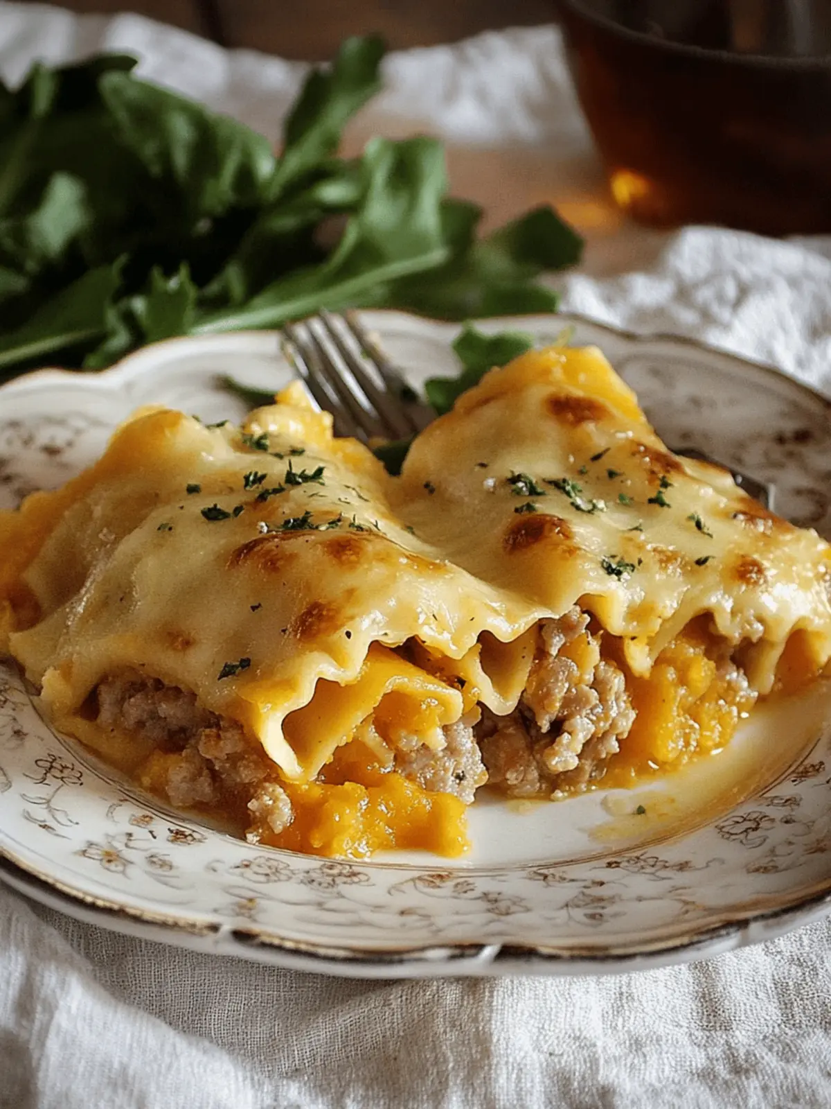 Sausage Butternut Squash Lasagna Roll-Ups
