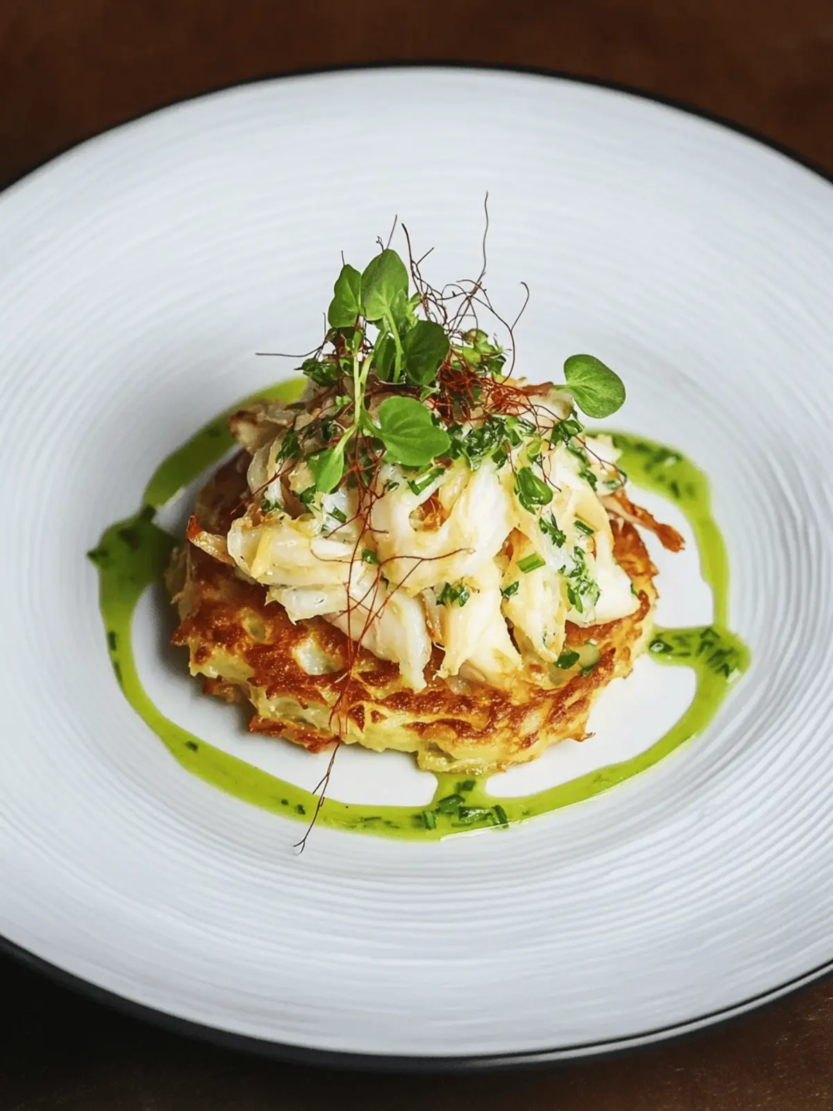 Portland Crab Rosti with Land Cress and Chives: A Summer Delight 3 Portland crab rosti with land cress and chives