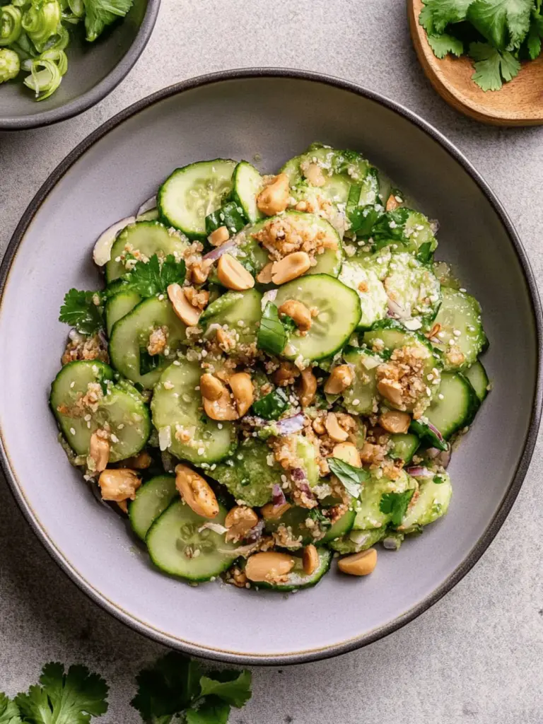 Miso Cucumber Salad with Shallot and Roasted Peanuts