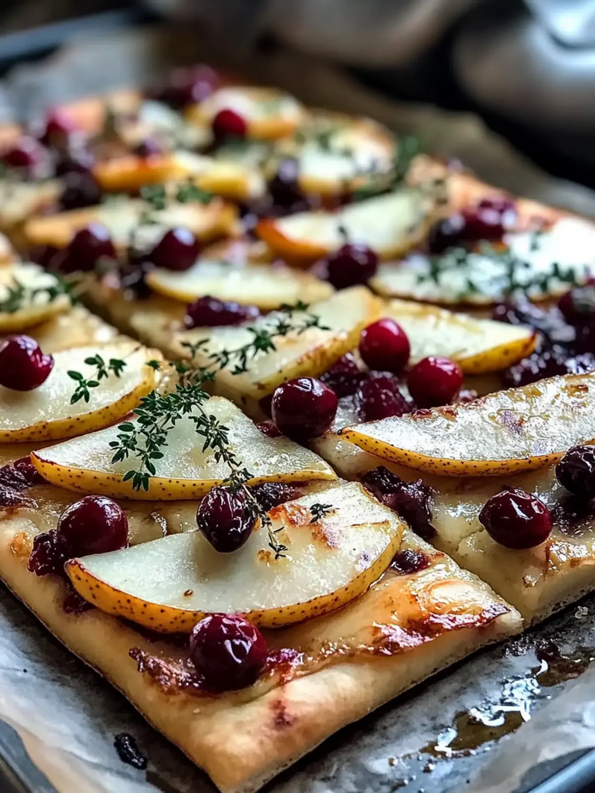 Roasted Pear, Cranberry, and Brie Flatbread