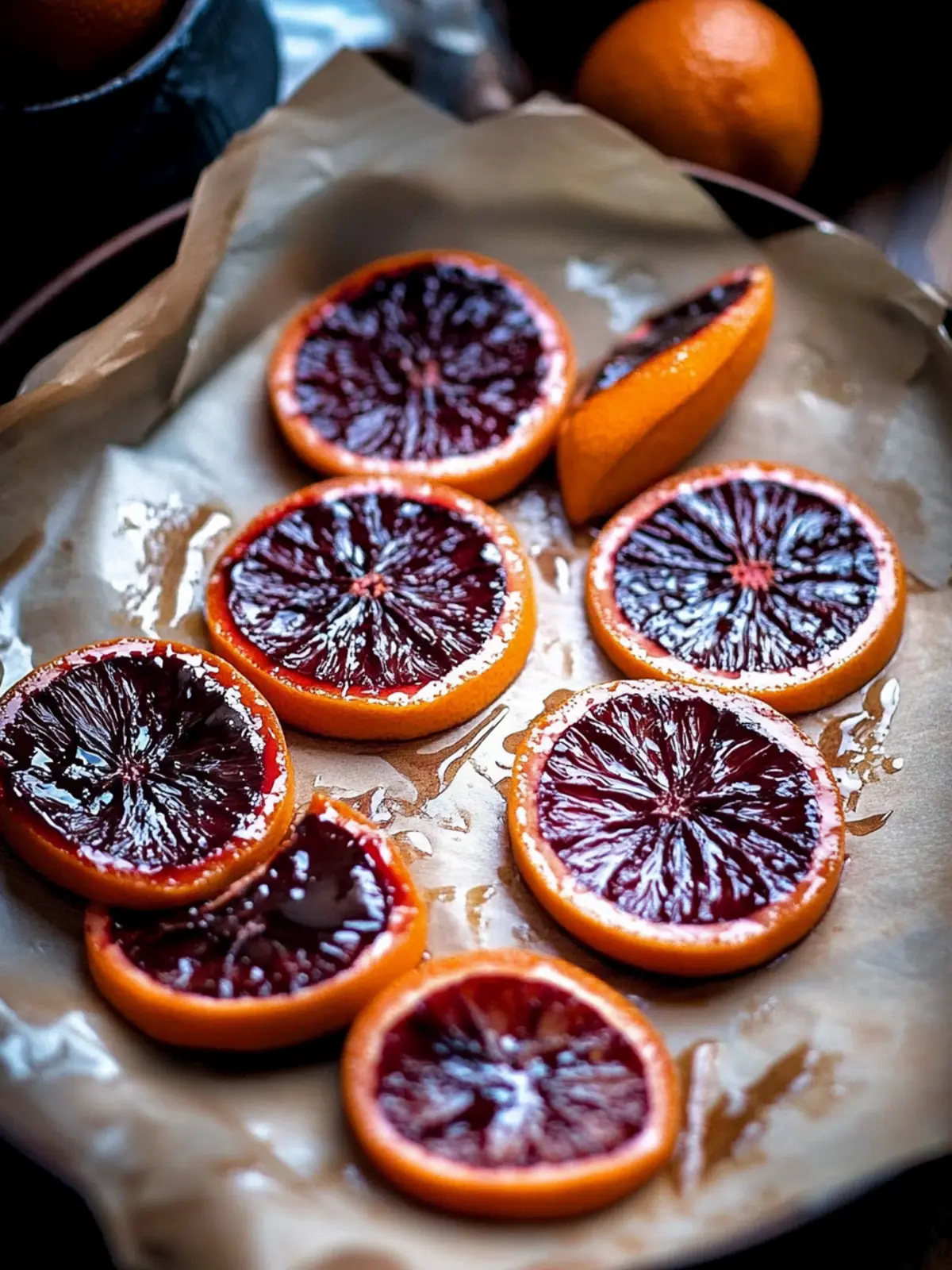 Candied Blood Orange Slices with Dark Chocolate
