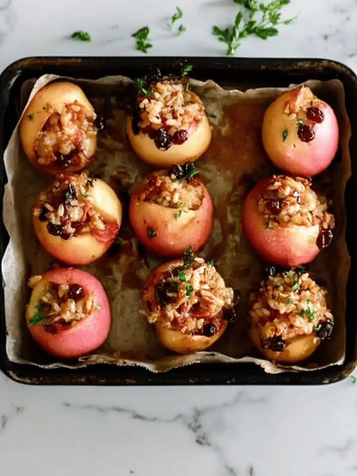Savoury Stuffed Apples with Rice, Pine Nuts, and Currants Delight 2 stuffed apples with rice pine nuts and currants