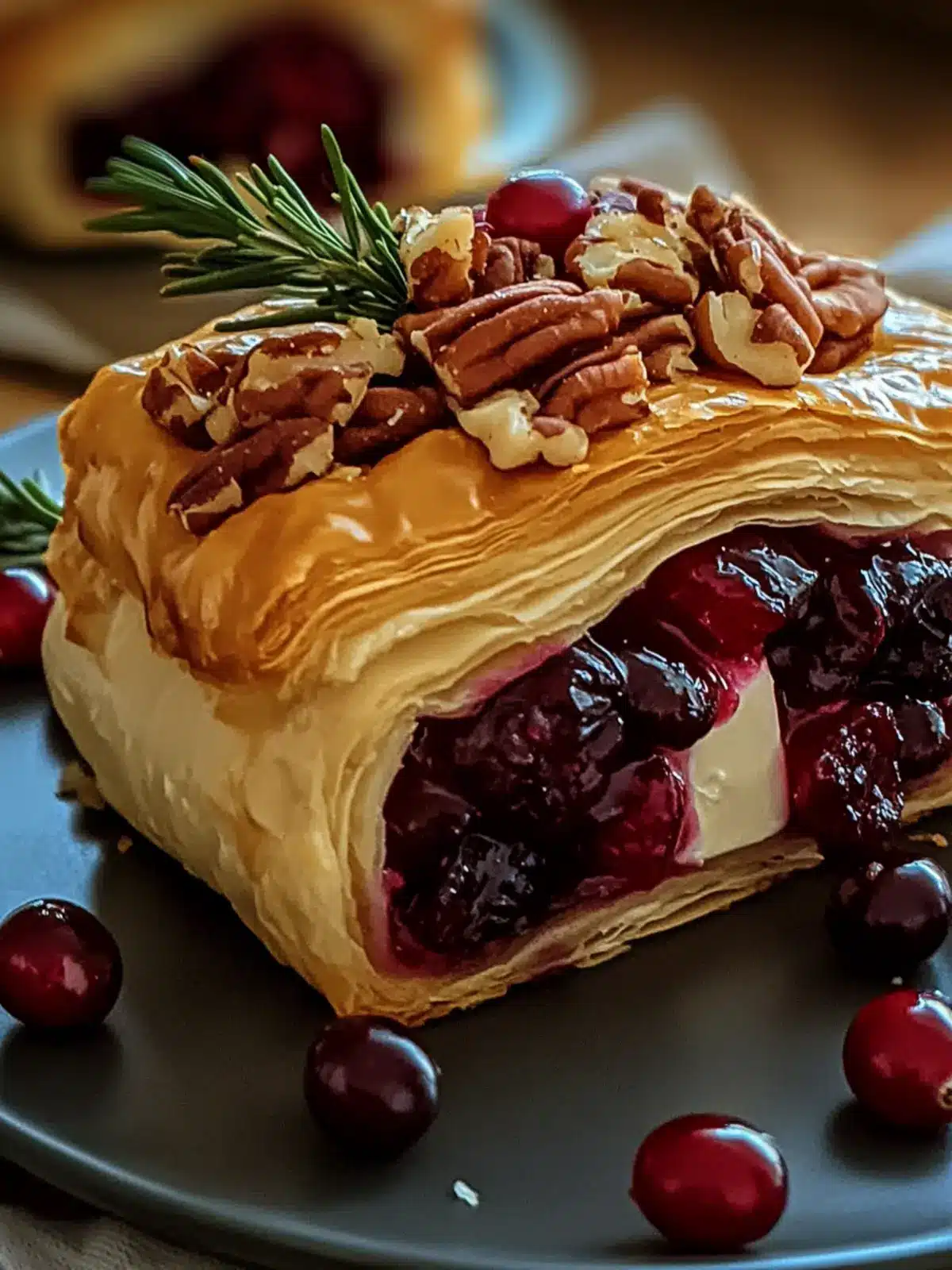 Cranberry Pecan Brie in Flaky Puff Pastry