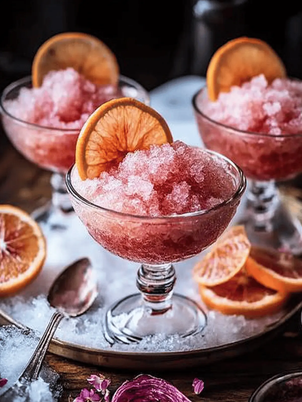 Blood Orange Elderflower Rosé Granita