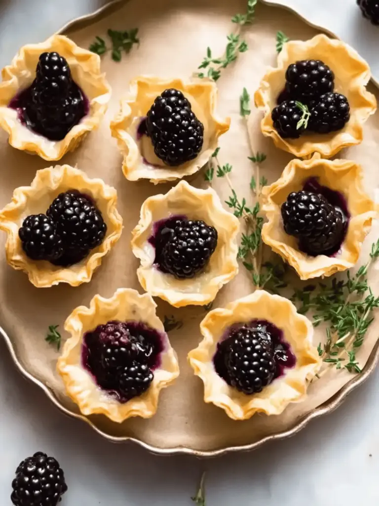 Brie Phyllo Cups with Blackberry and Thyme