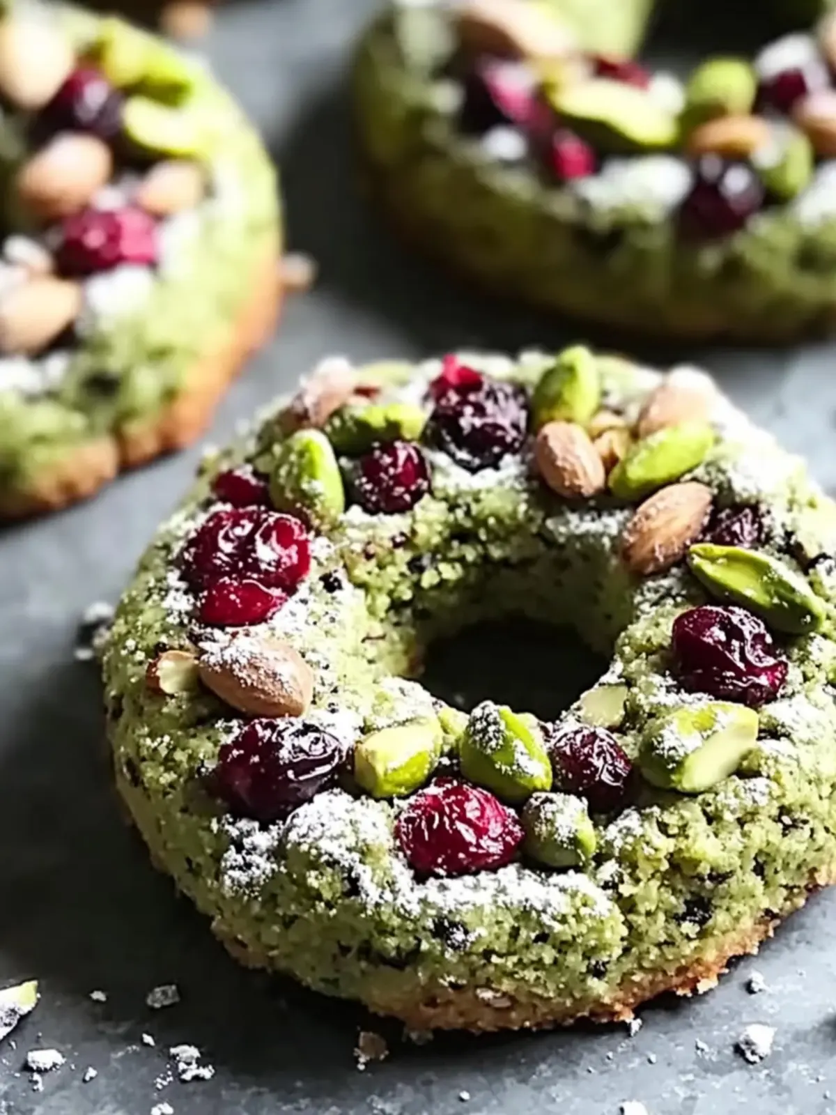 Pistachio Cranberry Wreath Cookies