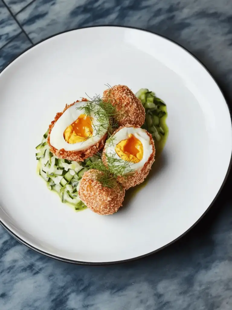 Lobster scotch egg with celeriac slaw and lovage mayonnaise