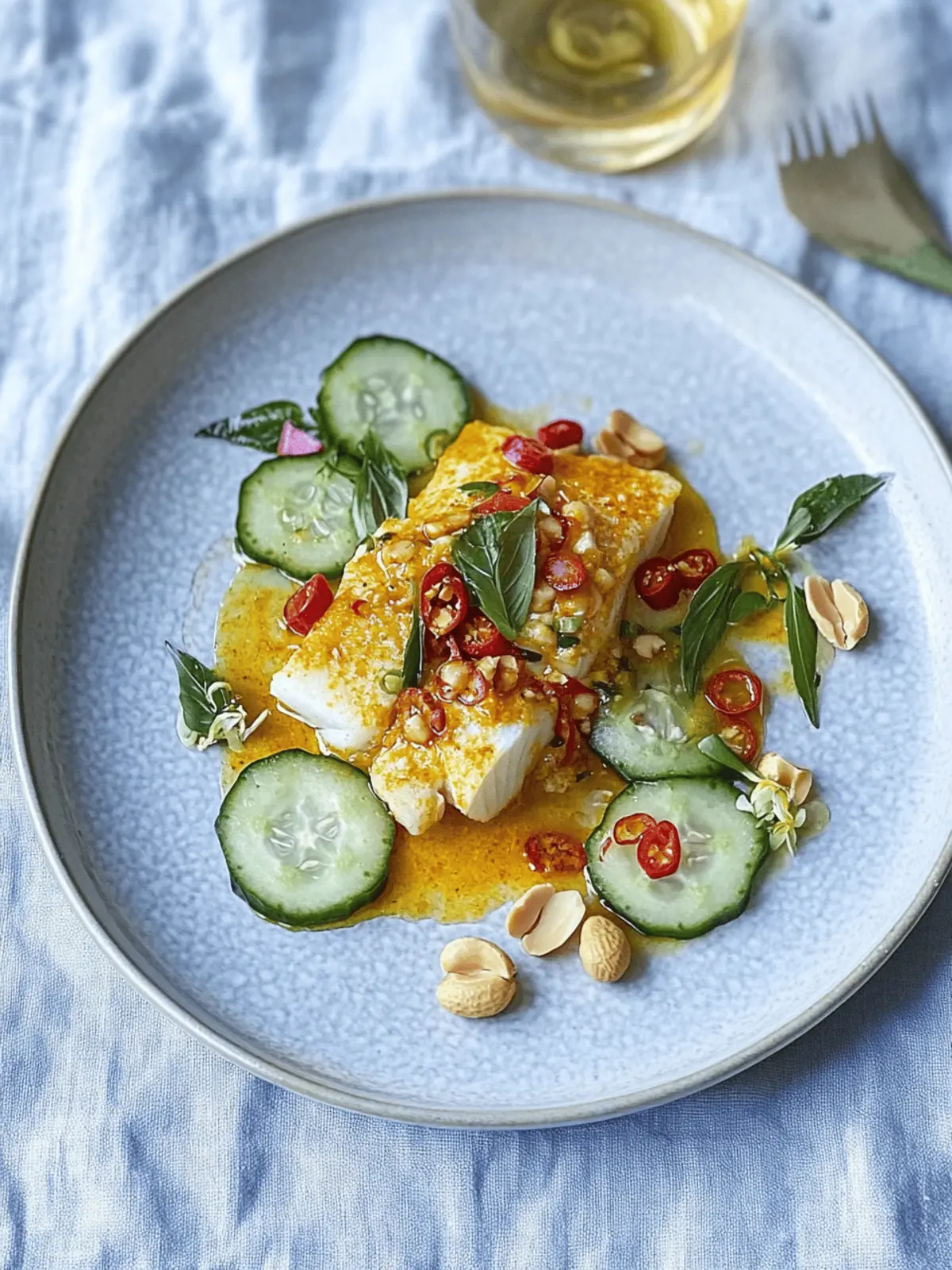Turmeric White Fish with Peanuts and Chili-Lime Cucumber
