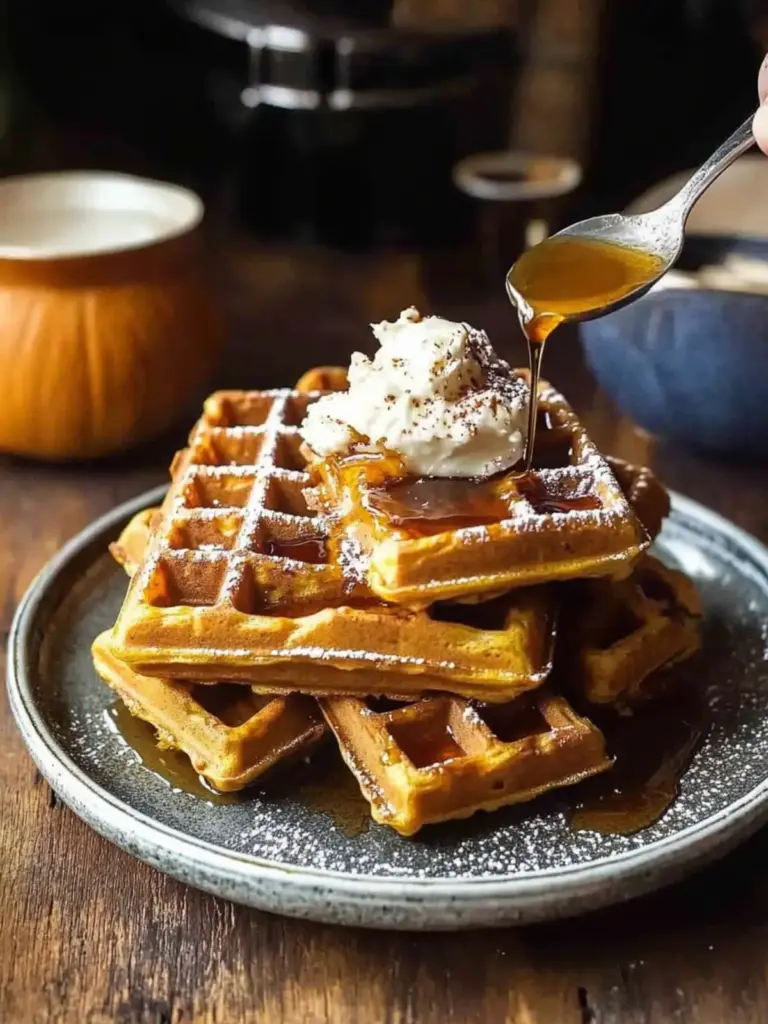 Cider Pumpkin Waffles with Salted Maple Butter.