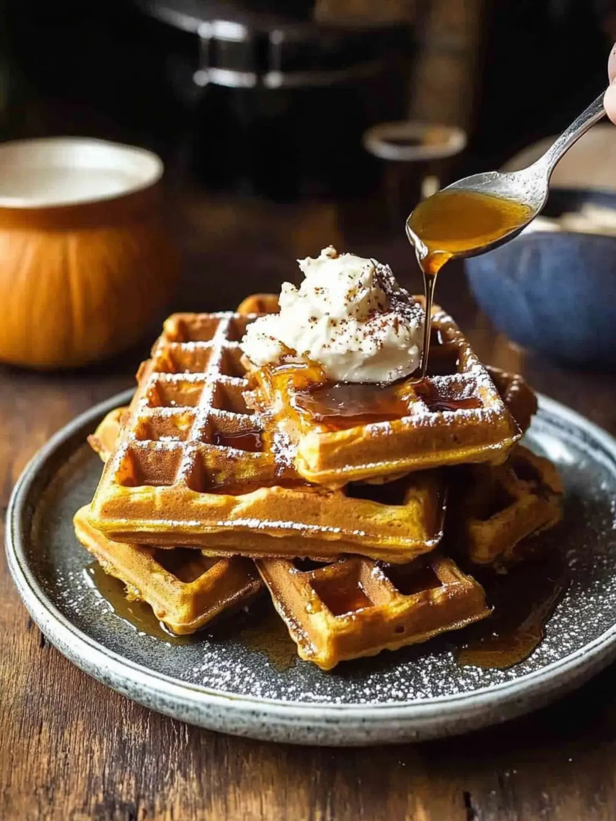 Cider Pumpkin Waffles with Salted Maple Butter Bliss 5 Cider Pumpkin Waffles with Salted Maple Butter.