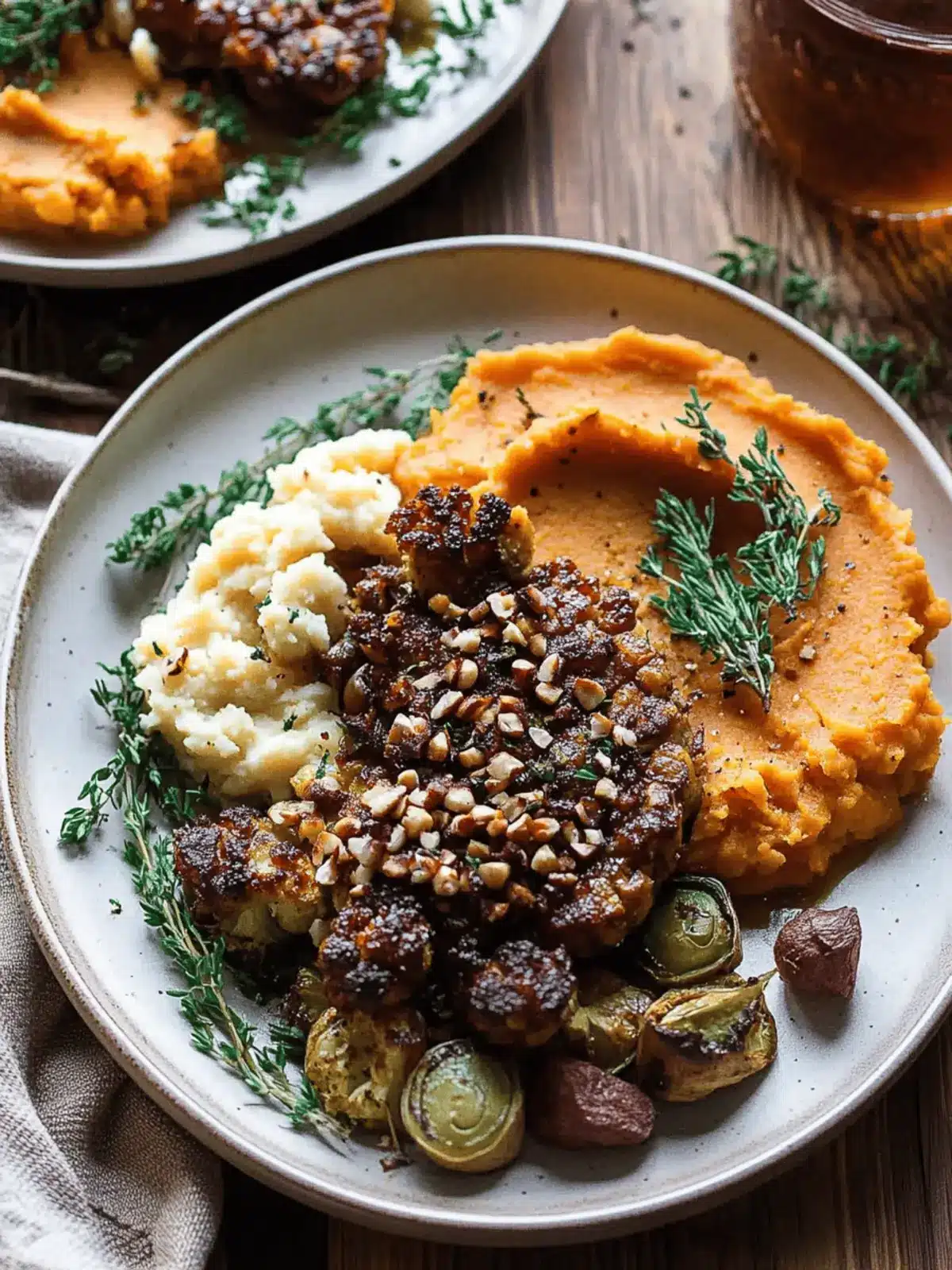 Baked Vegan Cauliflower Steak & Creamy Sweet Potato Bliss 5 Baked Vegan Cauliflower Steak & Mashed Sweet Potatoes