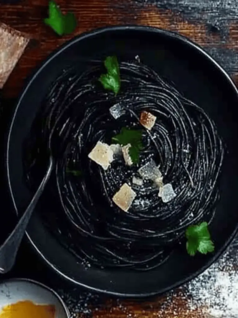 Squid Ink Spaghetti Aglio e Olio