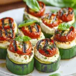 Grilled Zucchini Rollups Stuffed with Lemon-Basil Ricotta and Slow Roasted Tomatoes