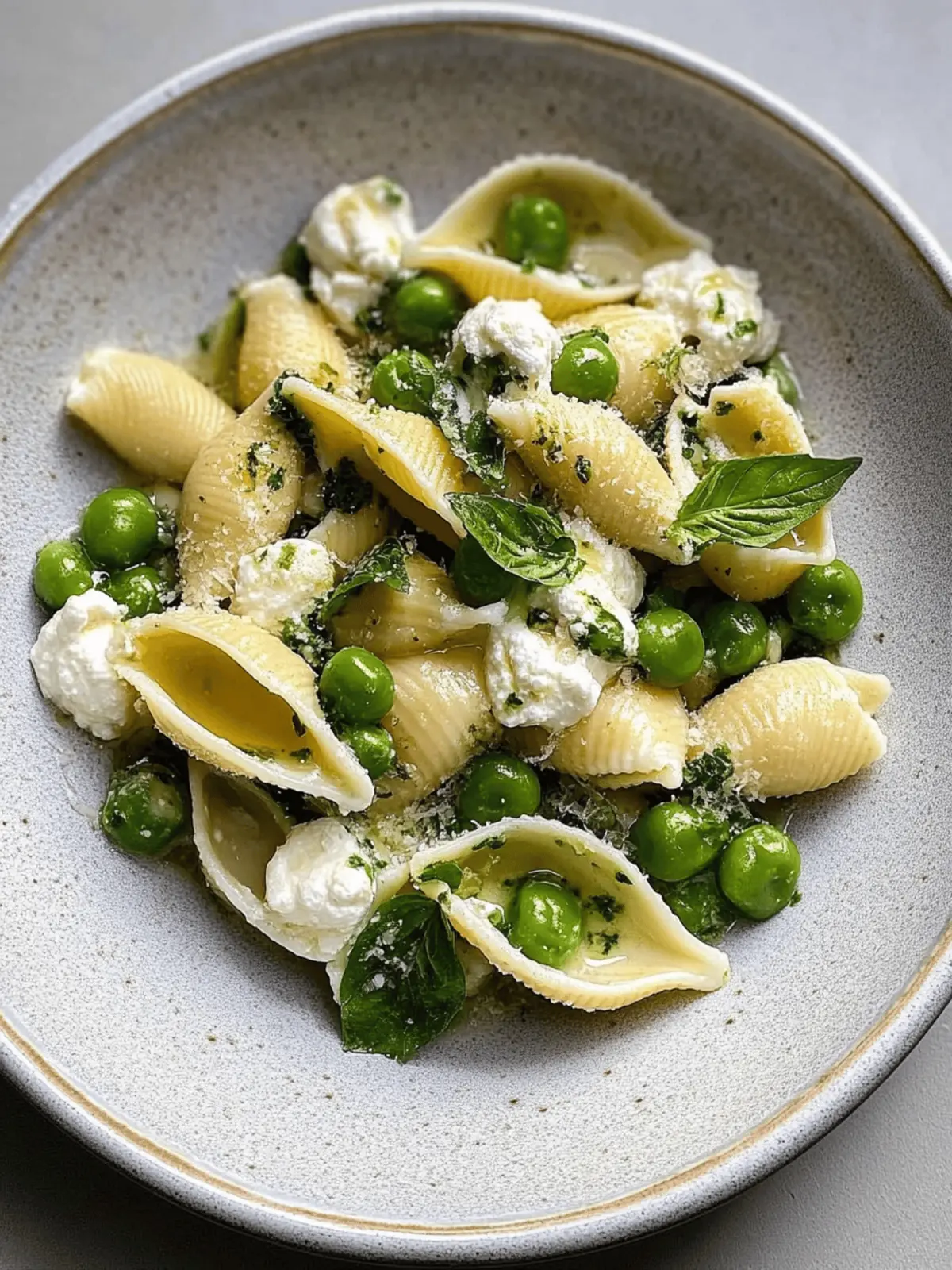 Conchiglioni with ricotta and petits pois