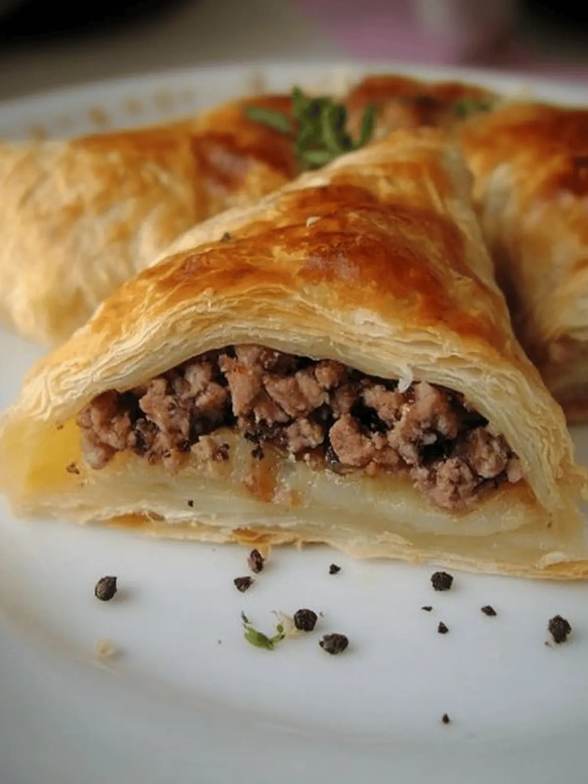 Turkish long borek with ground beef/ Kıymalı Kol Böreği
